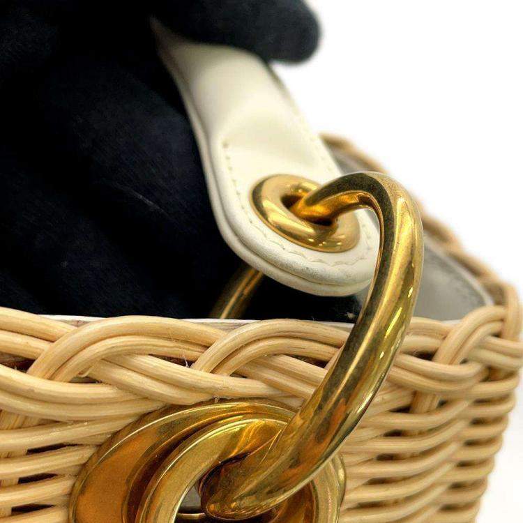 Pre Owned Dior Wicker & Oblique Medium Lady Dior Bag 