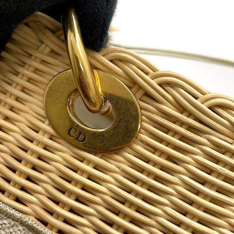 Pre Owned Dior Wicker & Oblique Medium Lady Dior Bag 