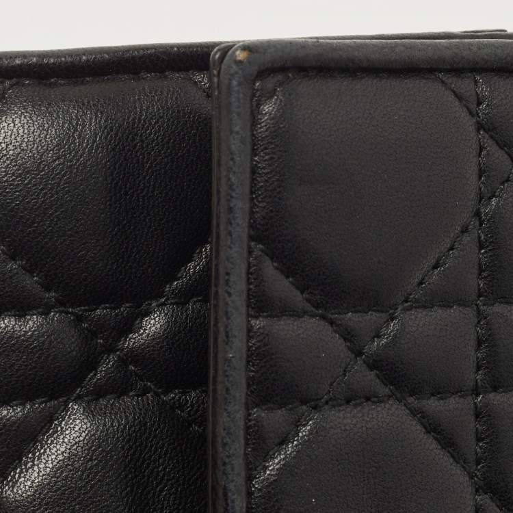 Pre Owned Dior Black Quilted Cannage Leather Lady Dior Wallet on Chain