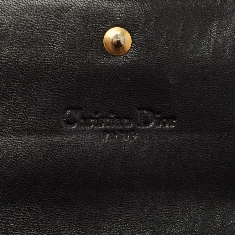 Pre Owned Dior Black Quilted Cannage Leather Lady Dior Wallet on Chain