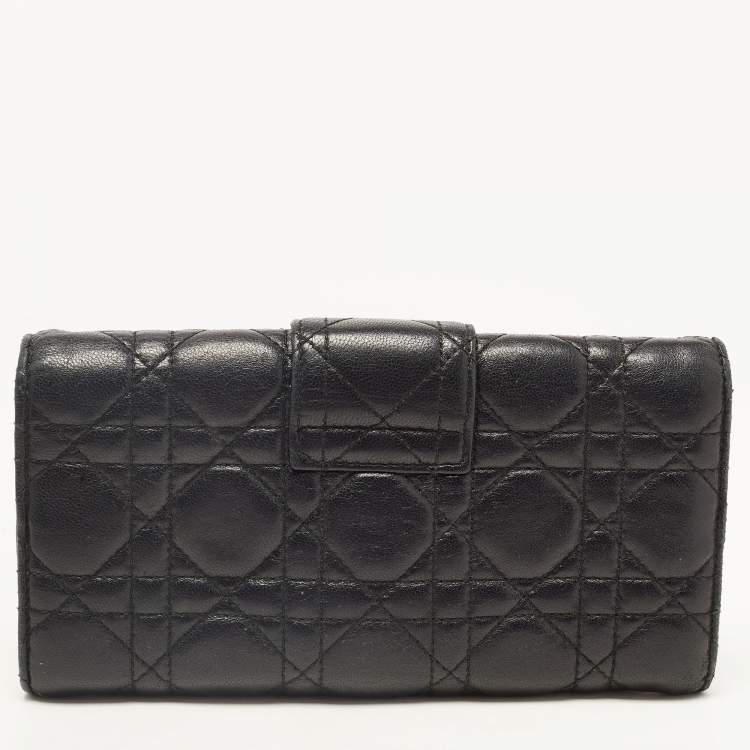Pre Owned Dior Black Cannage Leather Miss Dior Continental Wallet