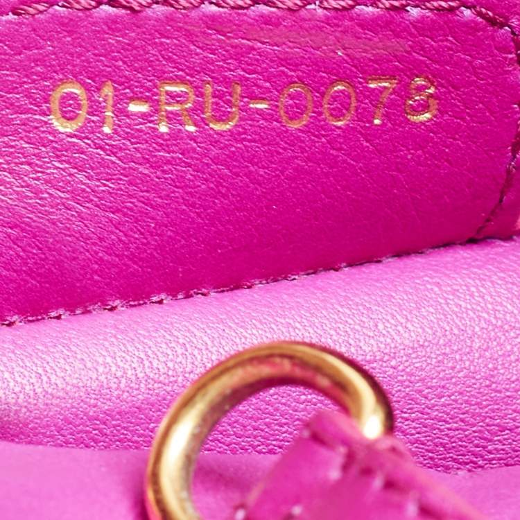 Pre Owned Dior Magenta Leather Jeweled Front Pocket Hobo