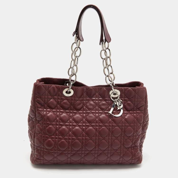 Dior Burgundy Cannage Leather Large Soft Lady Dior Shopper Tote Dior ...