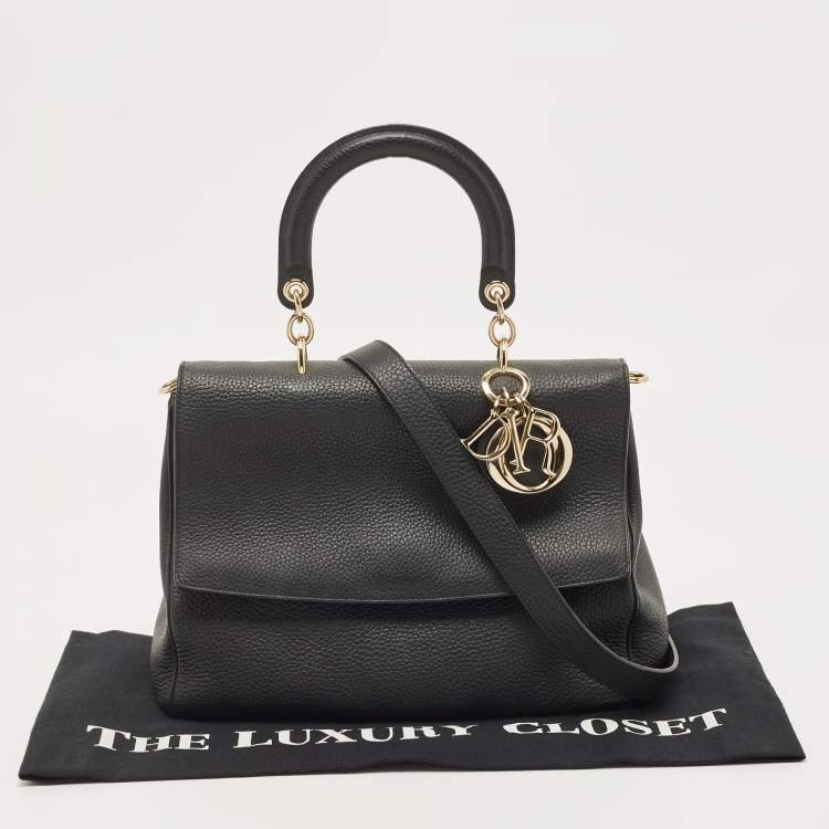 Pre Owned Dior Black Leather Medium Be Dior Flap Top Handle Bag