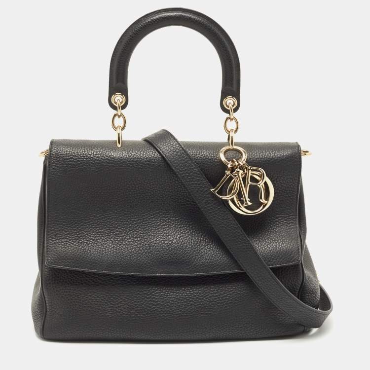 Pre Owned Dior Black Leather Medium Be Dior Flap Top Handle Bag