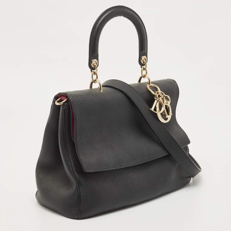 Pre Owned Dior Black Leather Medium Be Dior Flap Top Handle Bag