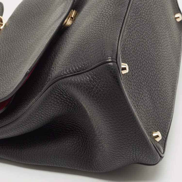 Pre Owned Dior Black Leather Medium Be Dior Flap Top Handle Bag