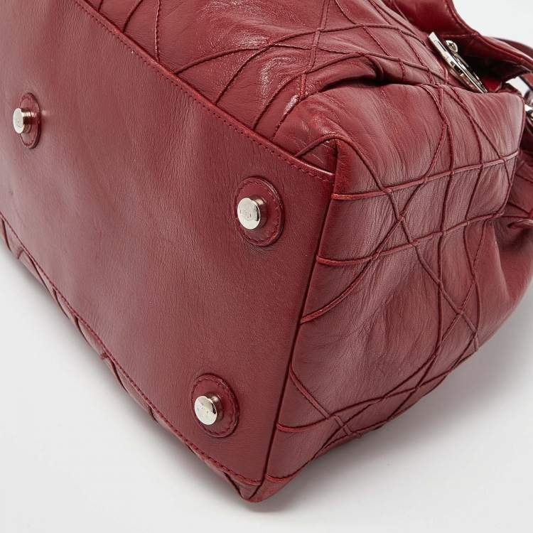 Pre Owned Dior Red Cannage Leather Le Trente Hobo