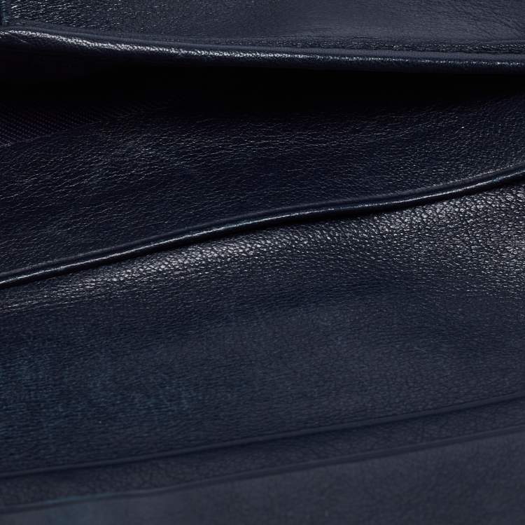 Pre Owned Dior Dark Blue Denim Diorissimo Saddle Continental Wallet