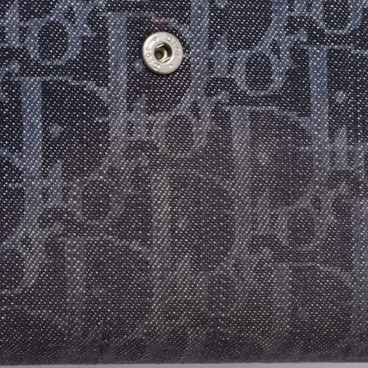 Pre Owned Dior Dark Blue Denim Diorissimo Saddle Continental Wallet