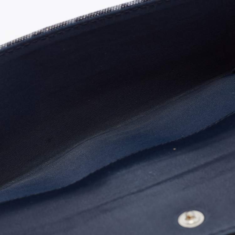 Pre Owned Dior Dark Blue Denim Diorissimo Saddle Continental Wallet