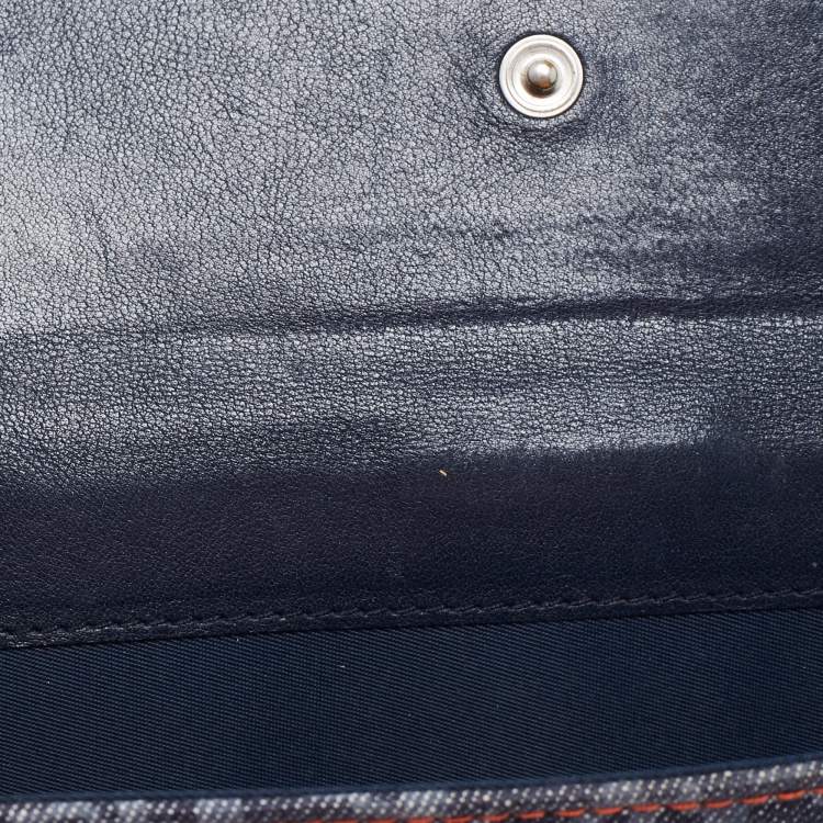 Pre Owned Dior Dark Blue Denim Diorissimo Saddle Continental Wallet