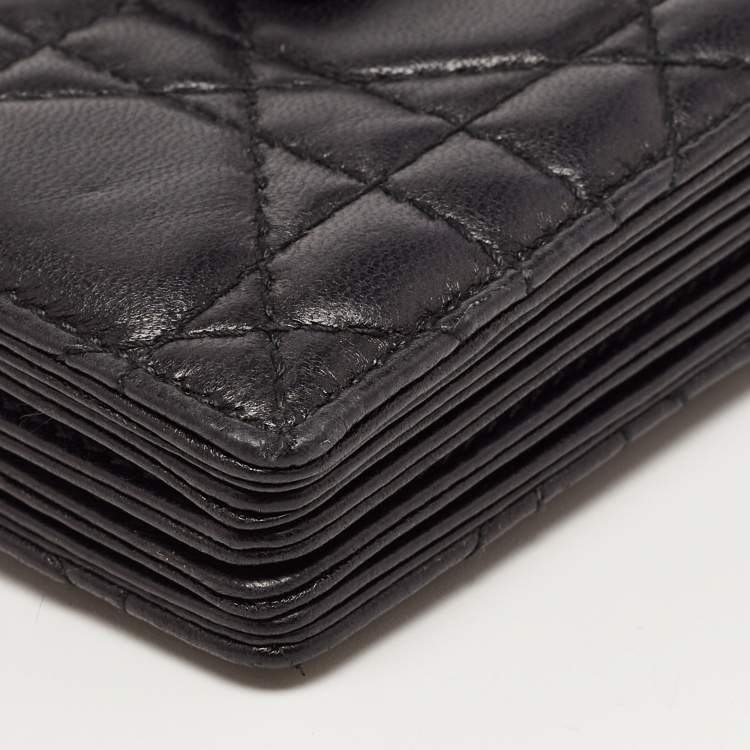 Pre Owned Dior Black Cannage Leather Lady Dior 5 Gusset Card Holder