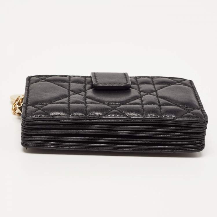 Pre Owned Dior Black Cannage Leather Lady Dior 5 Gusset Card Holder
