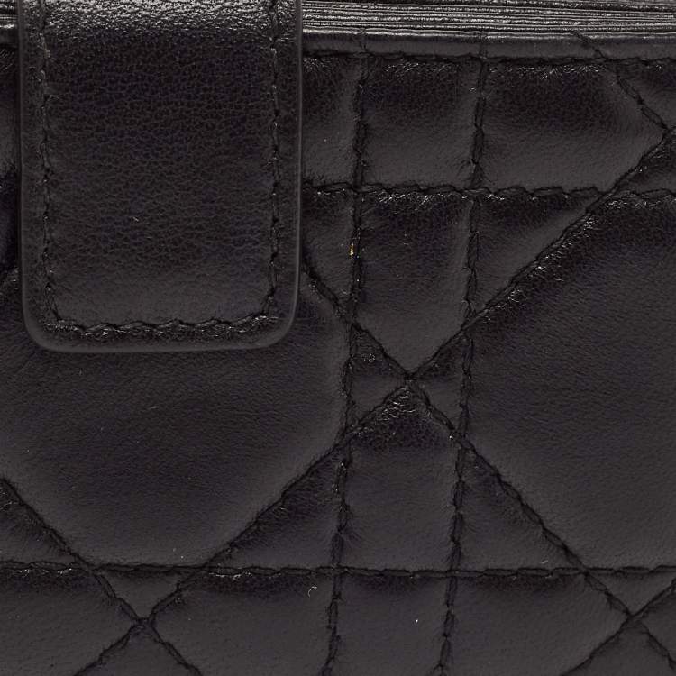 Pre Owned Dior Black Cannage Leather Lady Dior 5 Gusset Card Holder