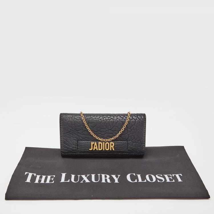 Pre Owned Dior Black Leather J'Adior Croisiere Wallet on Chain