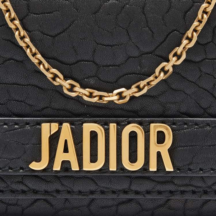 Pre Owned Dior Black Leather J'Adior Croisiere Wallet on Chain