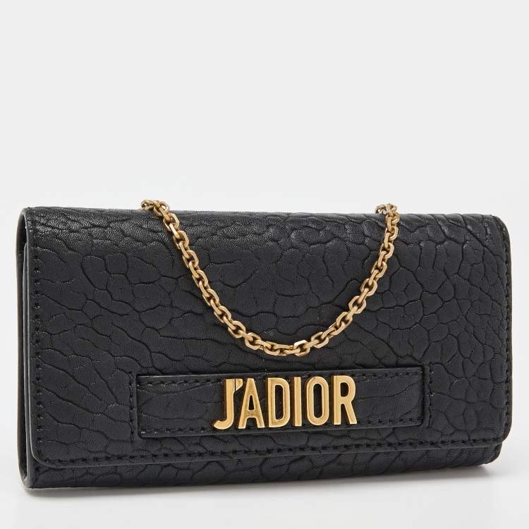 Pre Owned Dior Black Leather J'Adior Croisiere Wallet on Chain