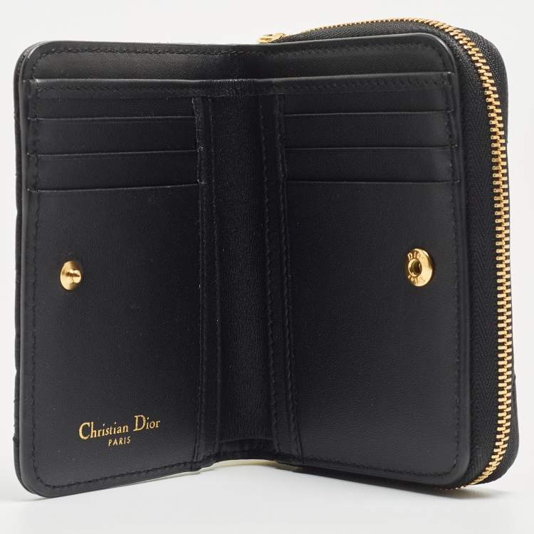 Dior Black Cannage Leather Caro Zip Compact Wallet Dior | TLC