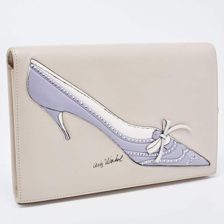 Pre Owned Dior Beige Leather Andy Warhol Clutch