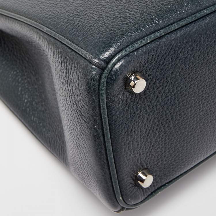 Pre Owned Dior Navy Blue Floral Print Leather Medium Diorissimo Shopper Tote