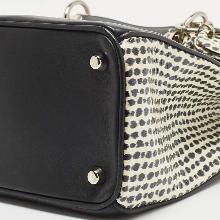 Pre Owned Dior Tri Color Leather and Snakeskin Medium Diorissimo Shopper Tote