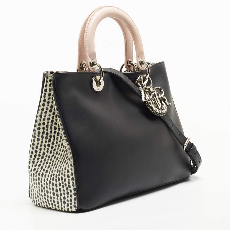 Pre Owned Dior Tri Color Leather and Snakeskin Medium Diorissimo Shopper Tote