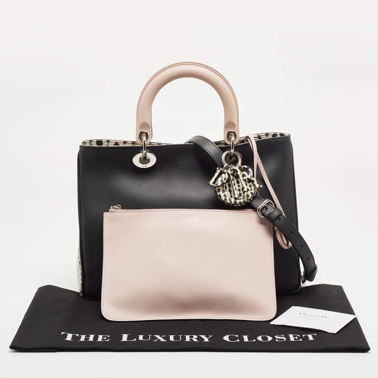 Pre Owned Dior Tri Color Leather and Snakeskin Medium Diorissimo Shopper Tote