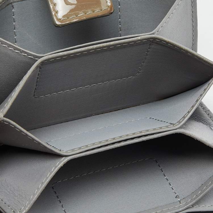 Pre Owned Dior Grey Cannage Patent Leather Lady Dior 5 Gusset Card Holder