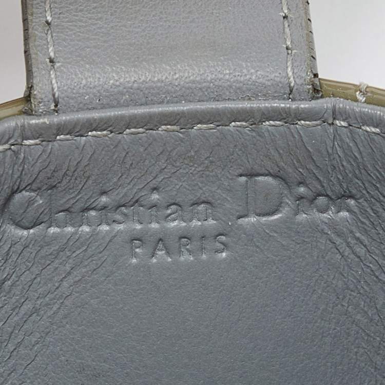 Pre Owned Dior Grey Cannage Patent Leather Lady Dior 5 Gusset Card Holder