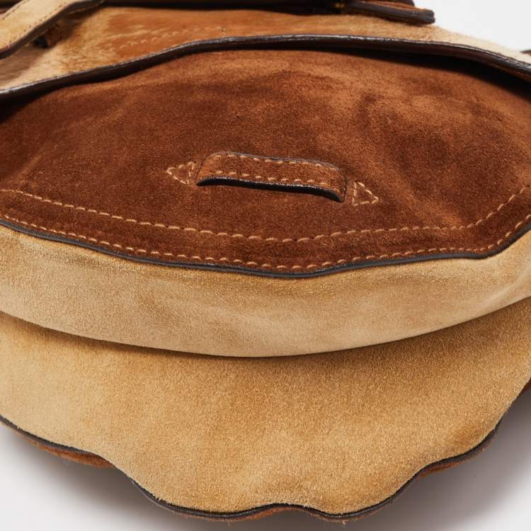 Pre Owned Dior Beige/Brown Calfhair and Suede Saddle Bag