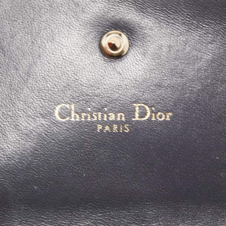 Pre Owned Dior Bronze Microcannage Patent Leather Diorama Trifold Wallet