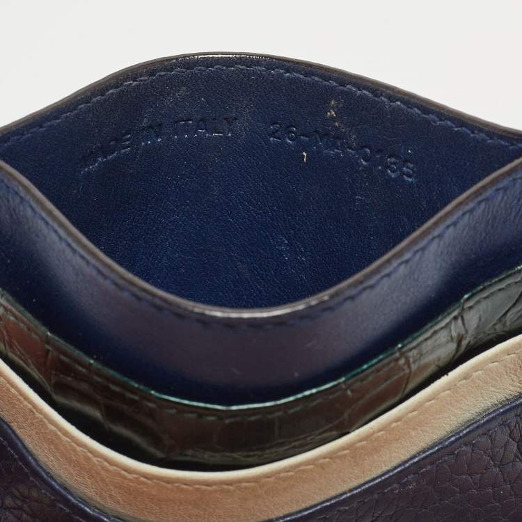 Pre Owned Dior Multicolor Leather and Croc Lady Dior Card Holder