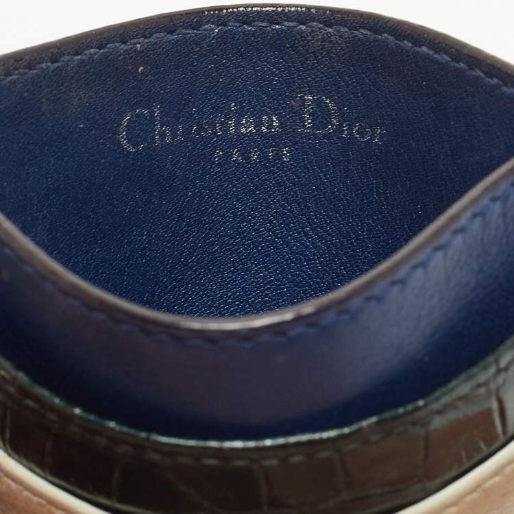 Pre Owned Dior Multicolor Leather and Croc Lady Dior Card Holder