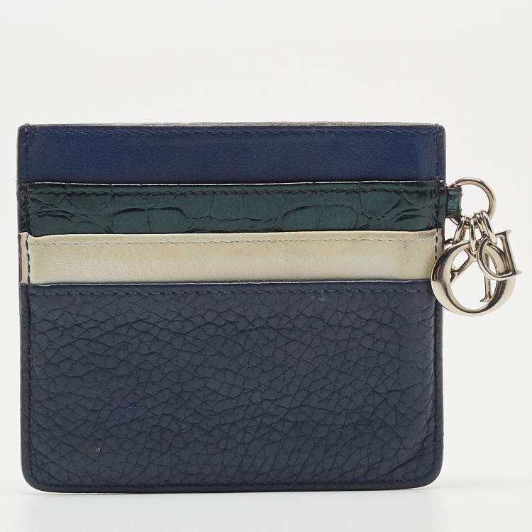Pre Owned Dior Multicolor Leather and Croc Lady Dior Card Holder