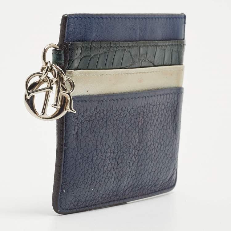 Pre Owned Dior Multicolor Leather and Croc Lady Dior Card Holder