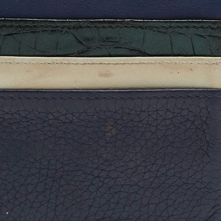 Pre Owned Dior Multicolor Leather and Croc Lady Dior Card Holder