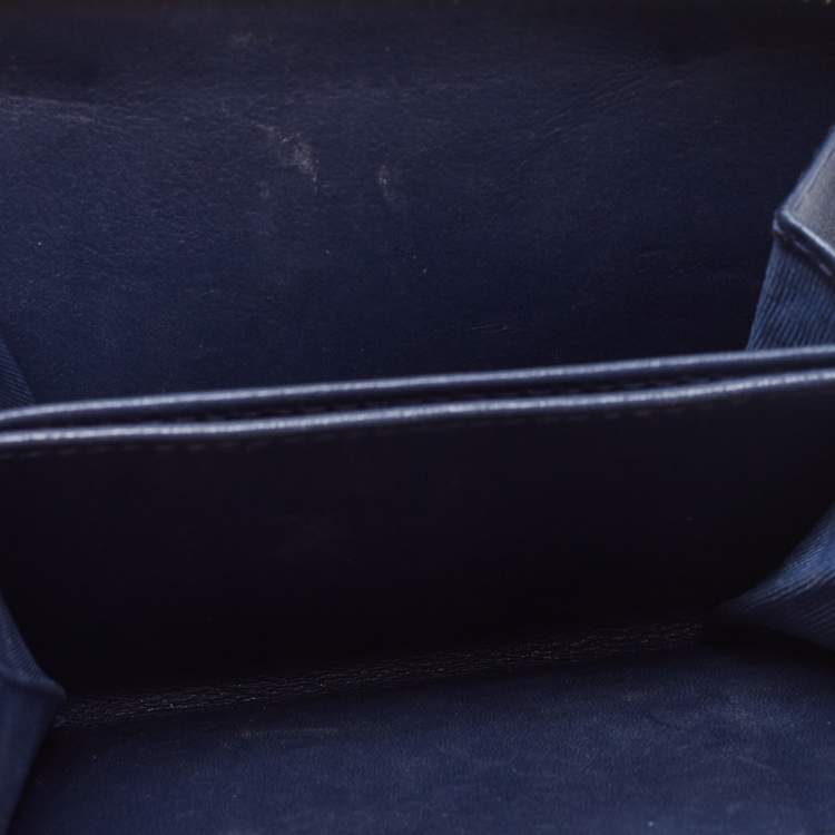 Pre Owned Dior Navy Blue Leather Dior D Fence Zip Wallet