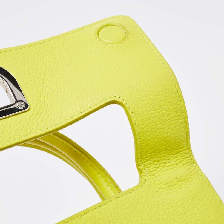 Pre Owned Dior Neon Yellow Leather Mini Diorever Top Handle Bag