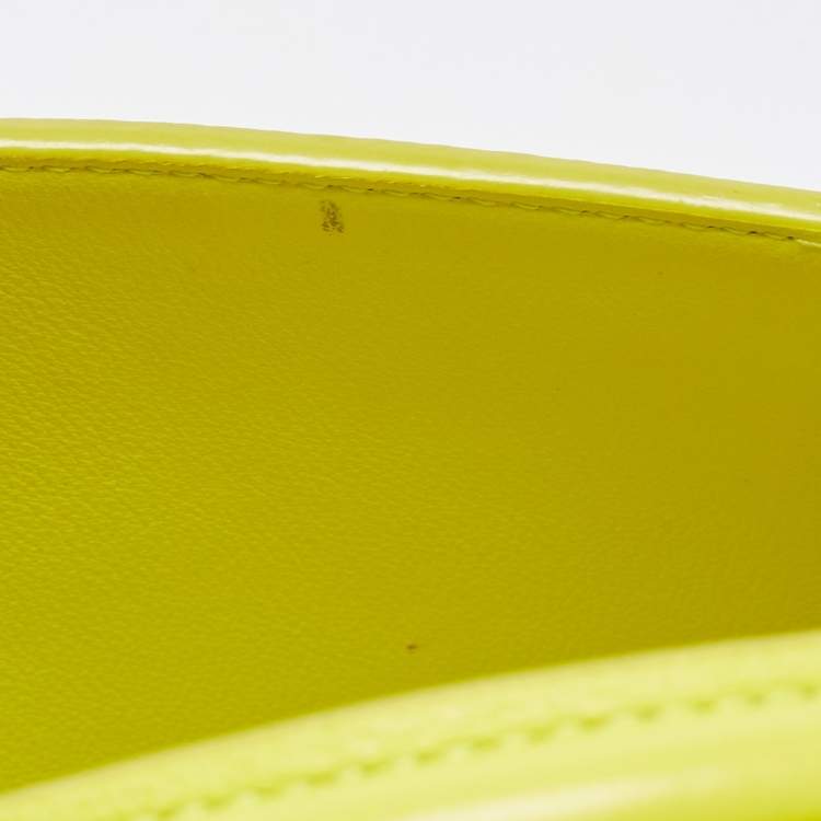 Pre Owned Dior Neon Yellow Leather Mini Diorever Top Handle Bag