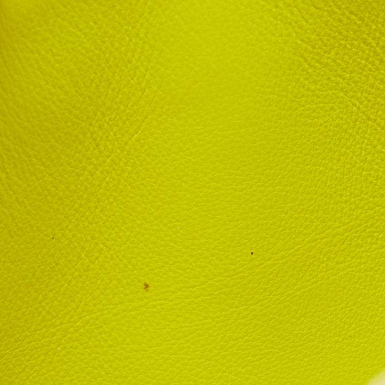Pre Owned Dior Neon Yellow Leather Mini Diorever Top Handle Bag