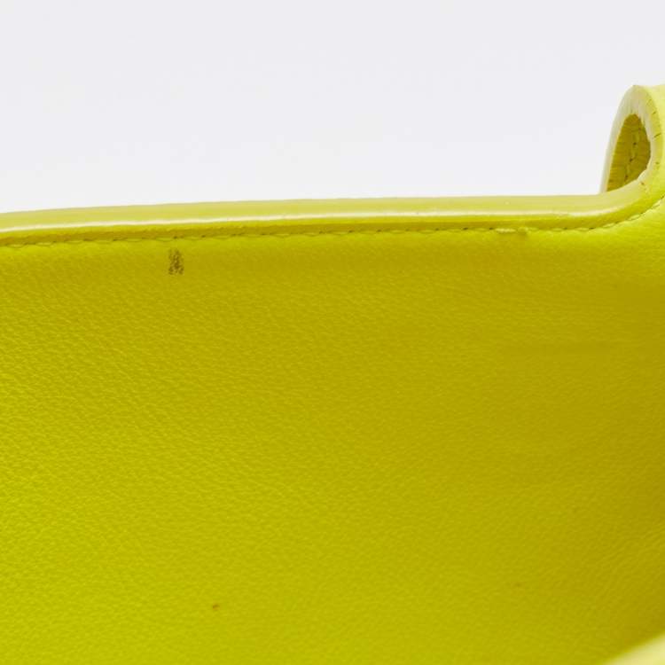 Pre Owned Dior Neon Yellow Leather Mini Diorever Top Handle Bag