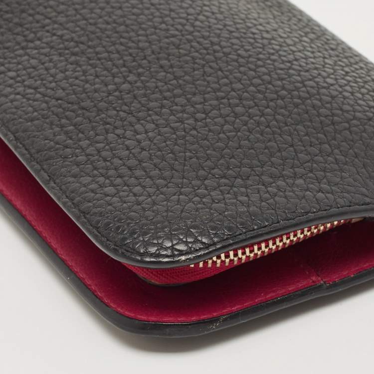 Pre Owned Dior Black/Pink Leather Diorissimo Voyageur  Zip Around Wallet