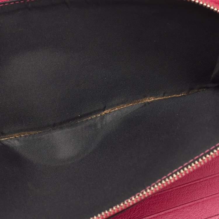 Pre Owned Dior Black/Pink Leather Diorissimo Voyageur  Zip Around Wallet