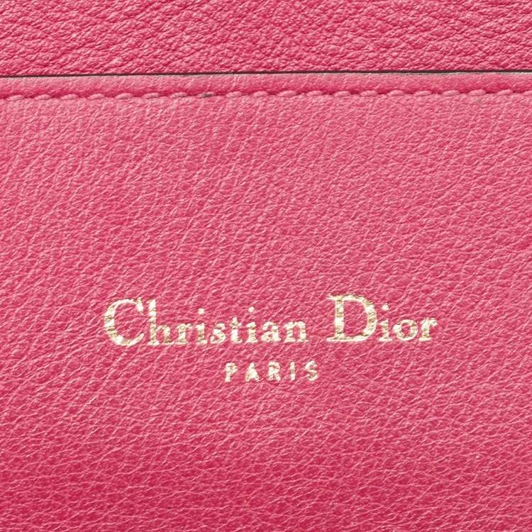 Pre Owned Dior Black/Pink Leather Diorissimo Voyageur  Zip Around Wallet
