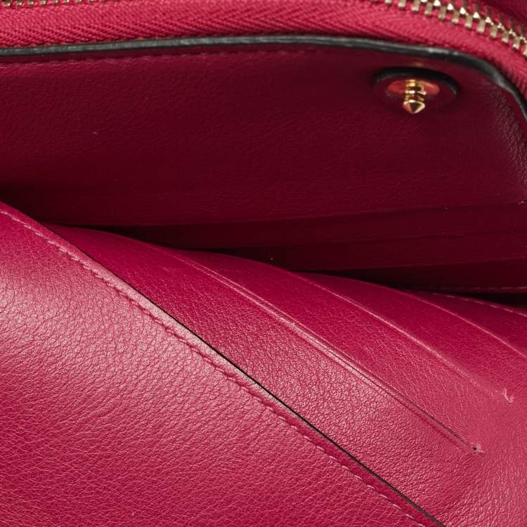 Pre Owned Dior Black/Pink Leather Diorissimo Voyageur  Zip Around Wallet