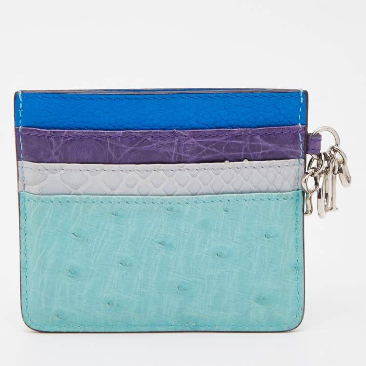 Pre Owned Dior Multicolor Mixed Exotic and Leather Lady Dior Card Holder