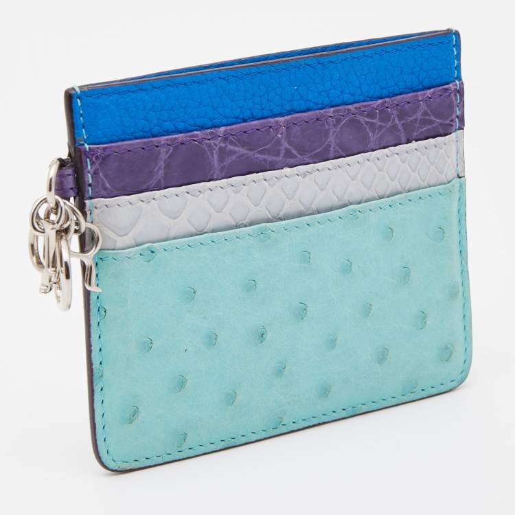 Pre Owned Dior Multicolor Mixed Exotic and Leather Lady Dior Card Holder