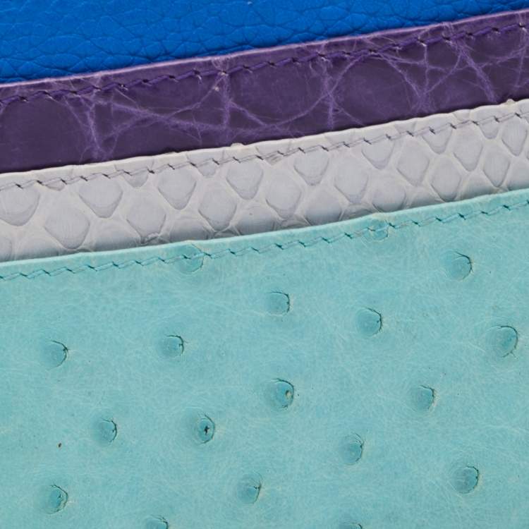 Pre Owned Dior Multicolor Mixed Exotic and Leather Lady Dior Card Holder