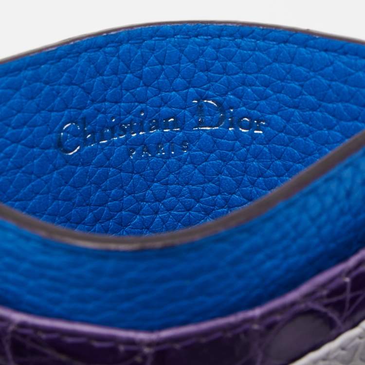 Pre Owned Dior Multicolor Mixed Exotic and Leather Lady Dior Card Holder